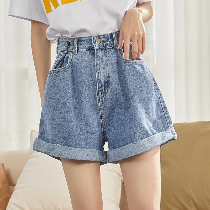 2N59  唐狮牛仔短裤女夏季新款宽松高腰显瘦薄款阔腿裤休闲