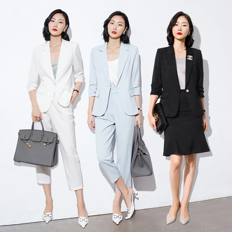 西野妮-时尚西服套装女2025夏薄款西装通勤女神范气质女神职业装