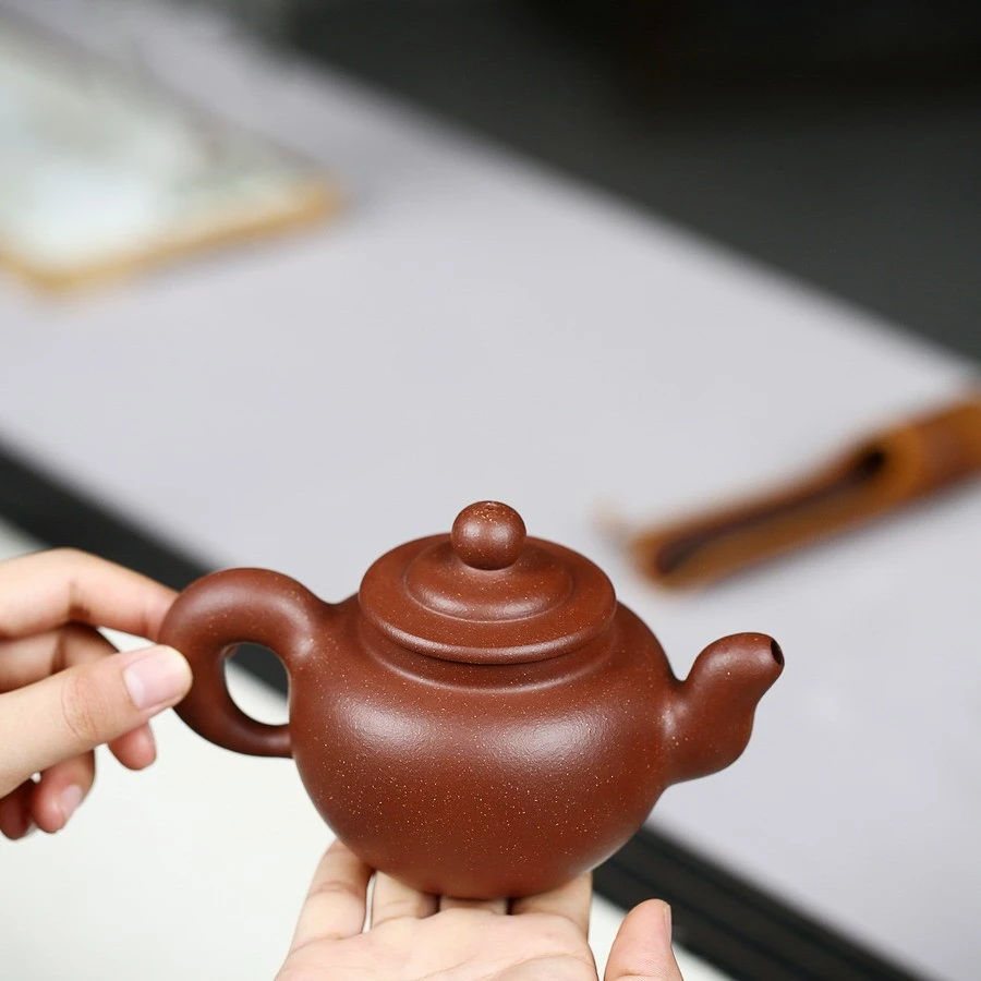 （掌柜家制作）宜兴紫砂壶茶壶茶具道洪壶原矿红降坡260毫升手制