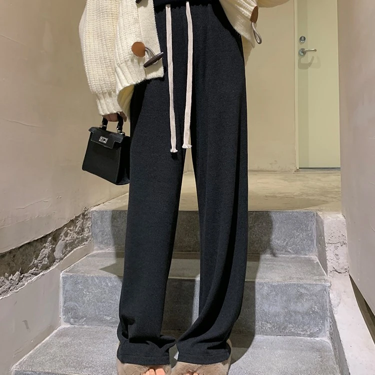 雪花裤阔腿裤高腰显瘦休闲裤宽松通勤外穿垂感直筒裤常规春秋长裤