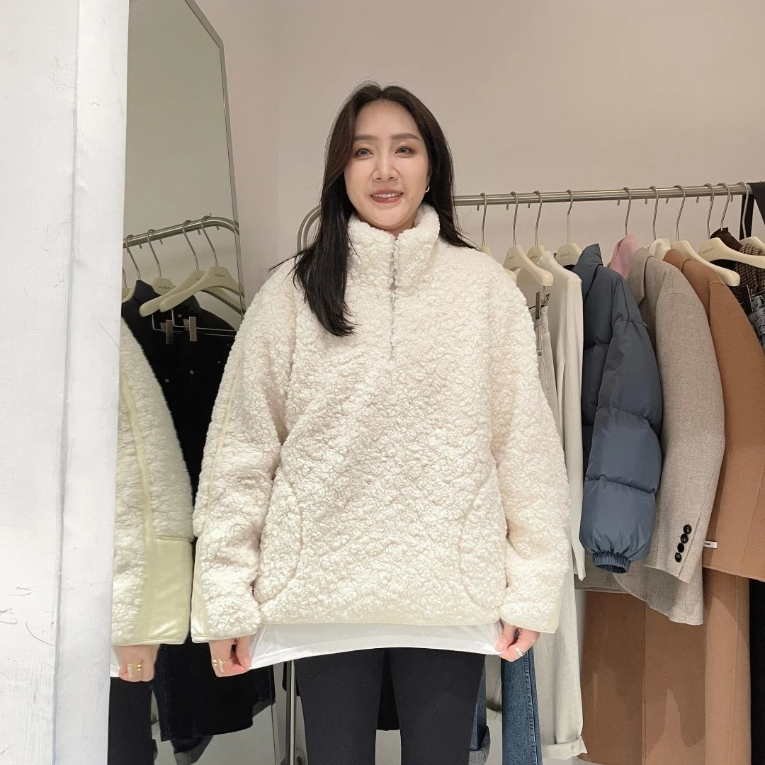 widelia新款半拉链立领毛毛外套9798