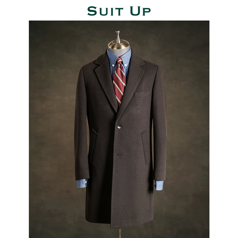 SUITUP/休塔DY2119羊毛大衣单排扣平驳领商务休闲男士中长款风衣