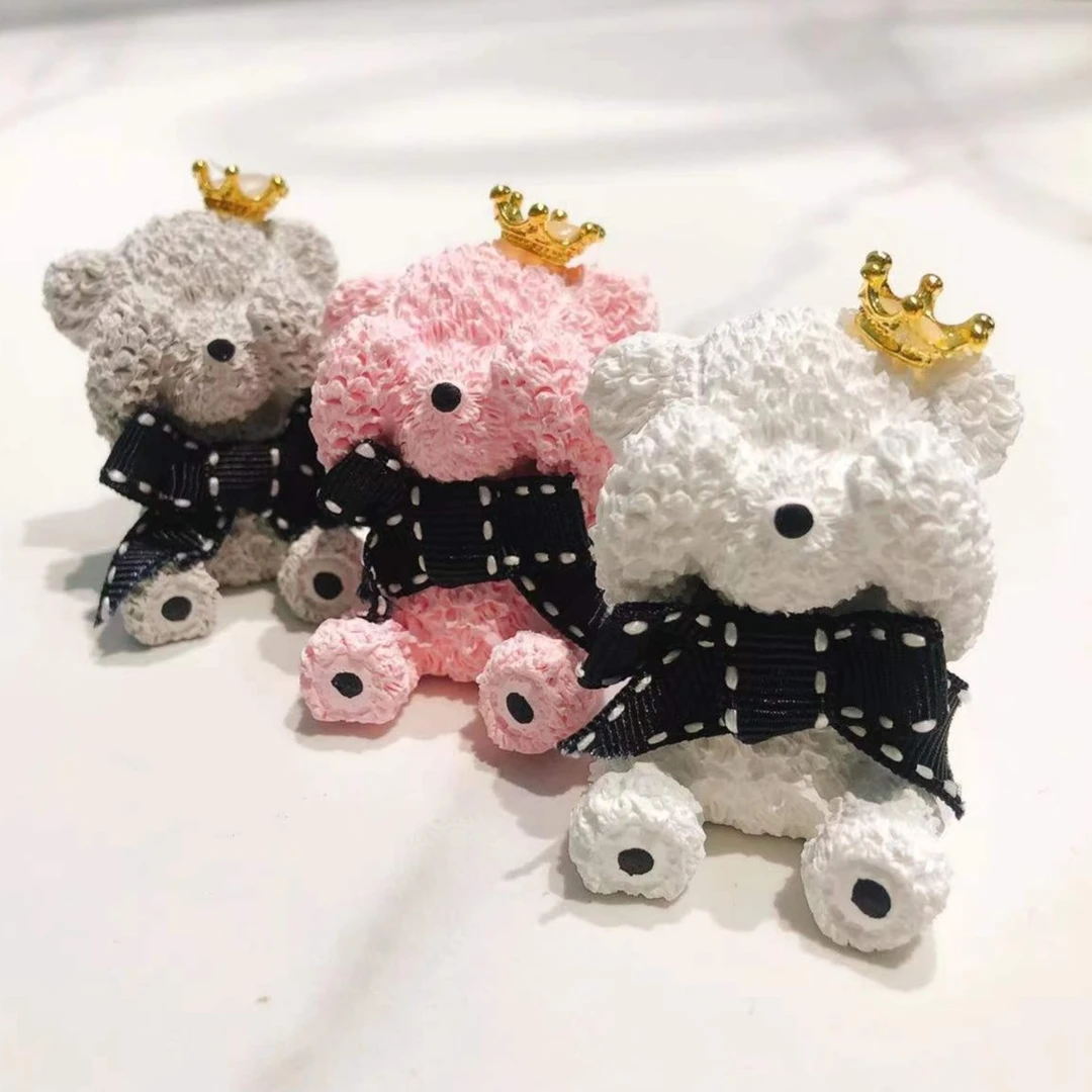 【SS香薰石膏】可爱粉色泰迪熊香薰插件精油扩散器汽车通风口配饰