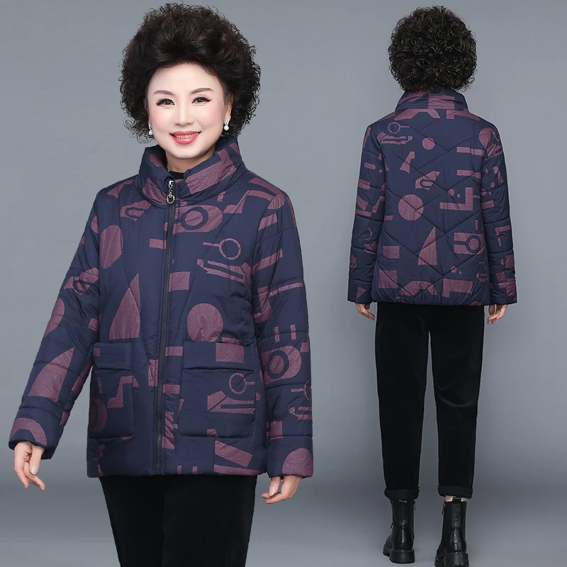 妈妈冬装外套女短款棉衣奶奶轻薄小棉袄60岁中老年人洋气棉服