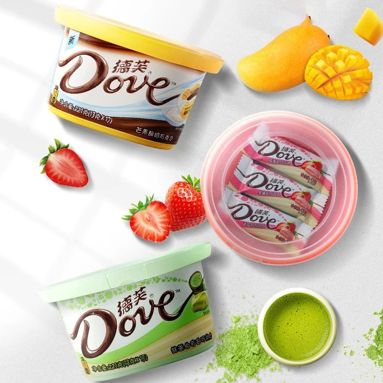 【碗装小清新】德芙小清新草莓白芒果酸奶口味巧克力221g碗装