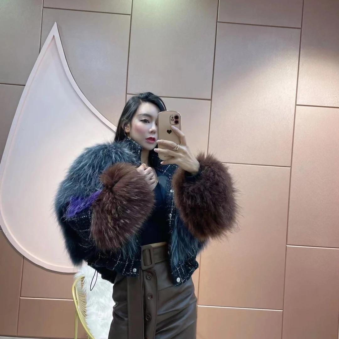 新款气质时尚冬季貉子毛女装外套21105
