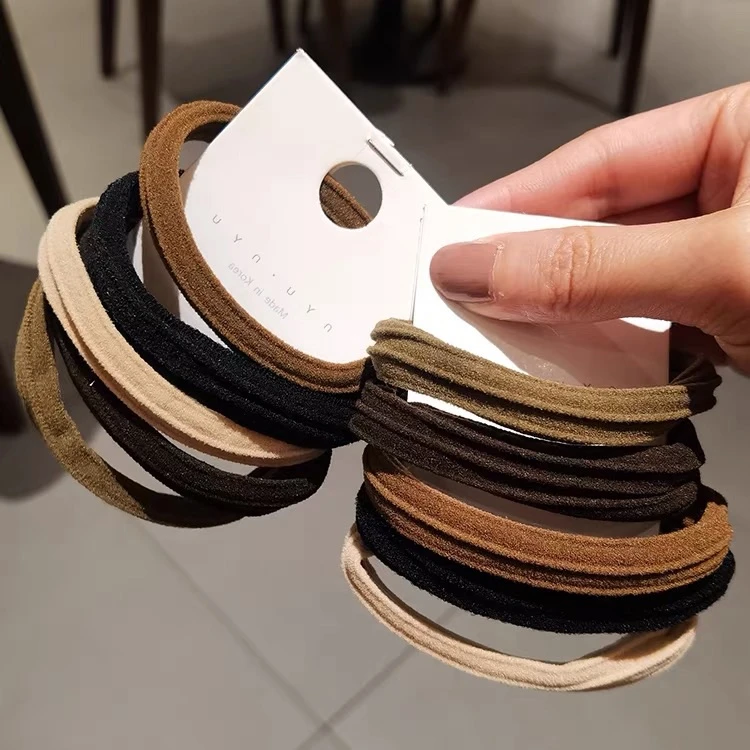 3051东大门奶咖色系高弹力皮筋10根发圈马尾简约扎头发耐用不伤发