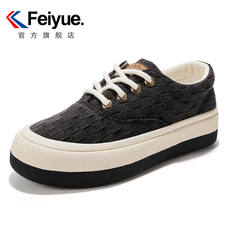 【柴碧云专属】feiyue/飞跃格纹8978馒头新款潮流街拍休闲鞋厚底