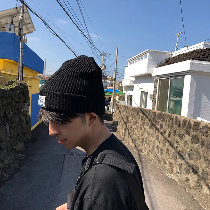 WZM日韩雅痞风贴布毛线帽子男女潮街头百搭冷帽保暖加厚针织帽冬