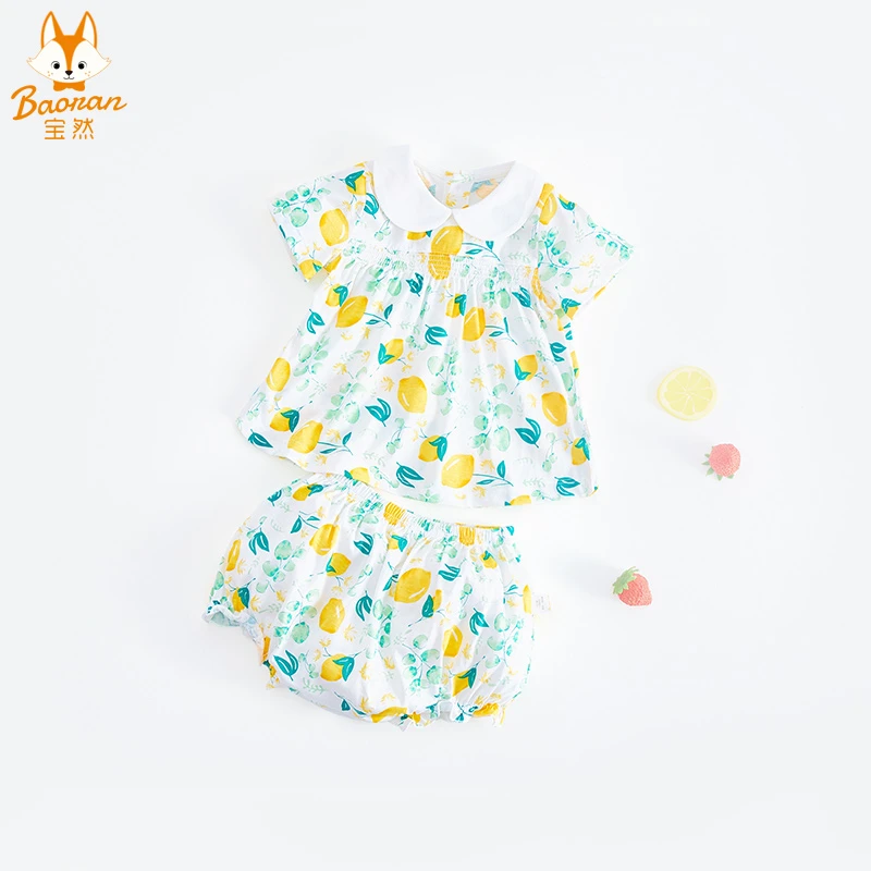 宝然女宝宝套装夏季薄款洋气公主外出衣服两件套婴儿夏装3137