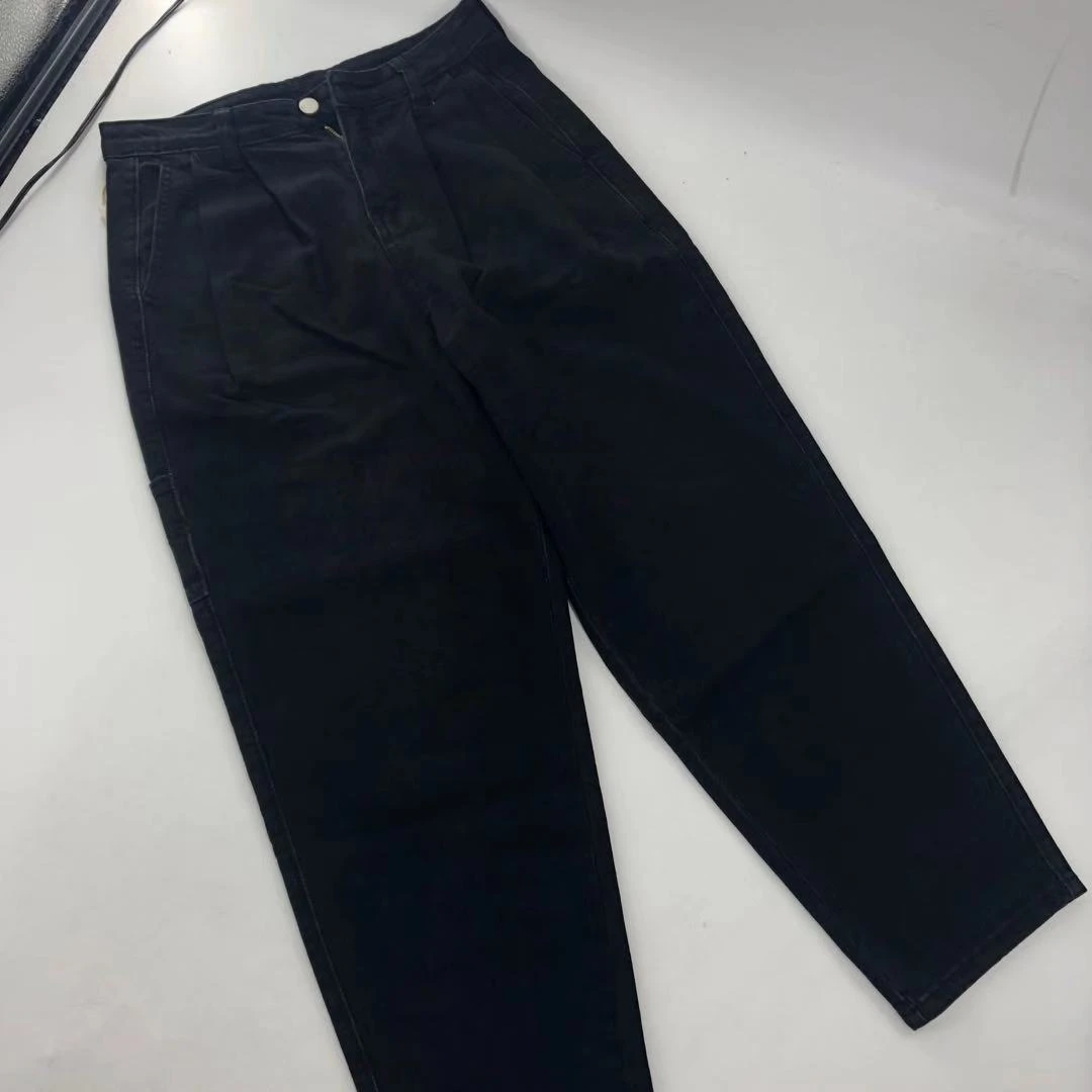 MINGGANG/名港8087腰间褶皱牛仔裤裤子春秋