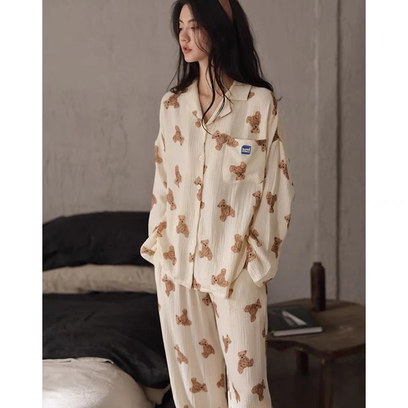 春秋睡衣女长袖2025新款纯棉时尚宽松胖MM特大码可外穿家居服套装