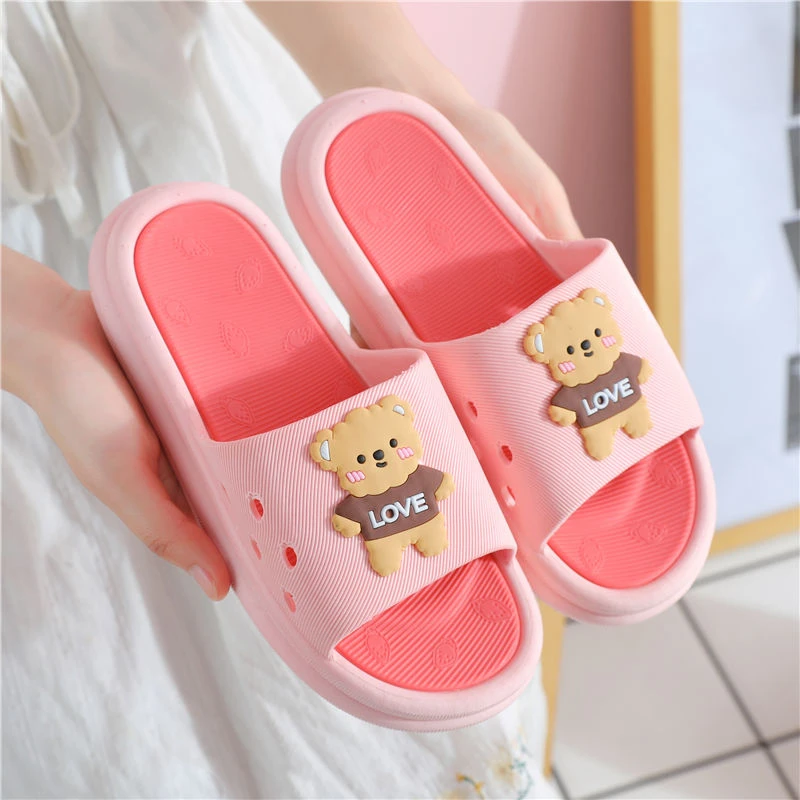 新款夏季女士松糕厚底居家休闲轻便洗澡防滑可爱室内外一字凉拖鞋