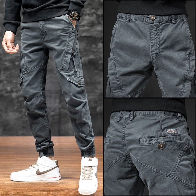 工装裤男ins超火的裤子男韩版潮流休闲裤男修身小脚显瘦束脚裤男