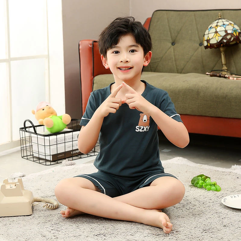 男童睡衣夏季短袖男孩纯棉儿童中小童全棉宝宝春秋薄款家居服套装