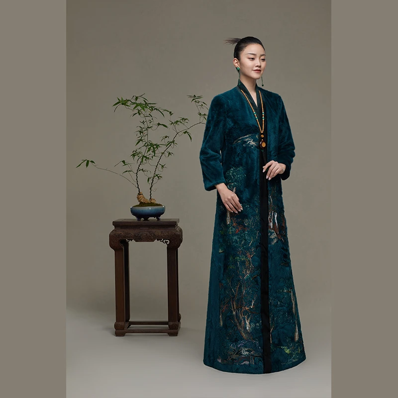 吉祥斋民族风女装柳翠相连单件大衣新款国风礼服聚会演讲汉服正品