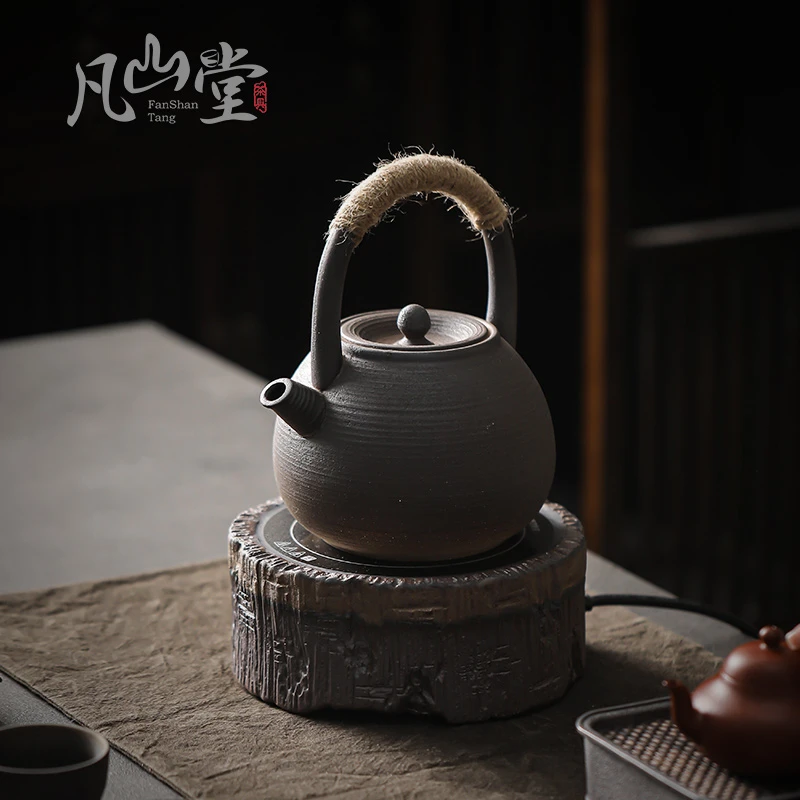 凡山堂粗陶陶壶泡茶功夫烧水煮茶壶提梁壶家用大容量煮茶壶电陶炉