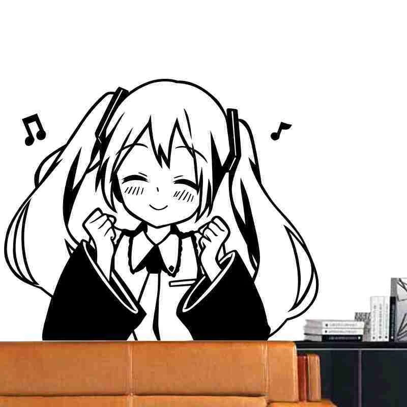 初音未来墙贴MIKU动漫机箱贴纸电脑主机痛贴二次元墙车贴防水