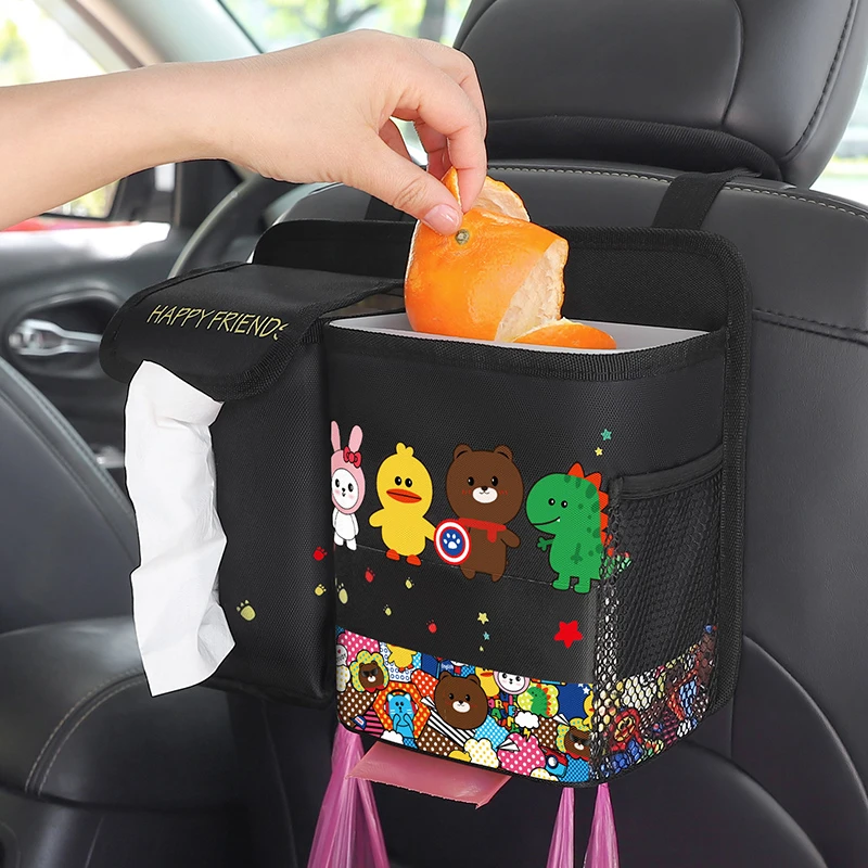 车载垃圾桶车挂式置物收纳盒车上纸巾盒创意卡通汽车内用品垃圾袋