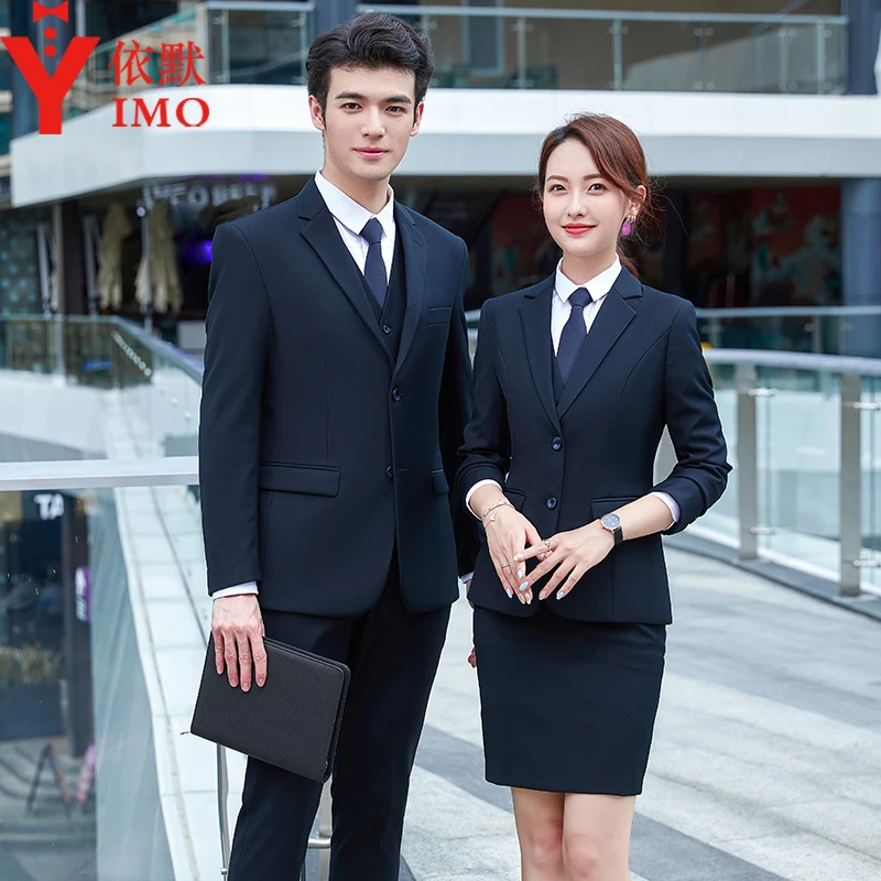 西装套装男女同款职业工作服售楼部4s店三件套商务正装西服秋188