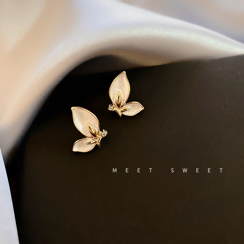 合金亚克力耳饰 蝴蝶耳钉女简约小巧耳环韩国气质个性设计感耳饰