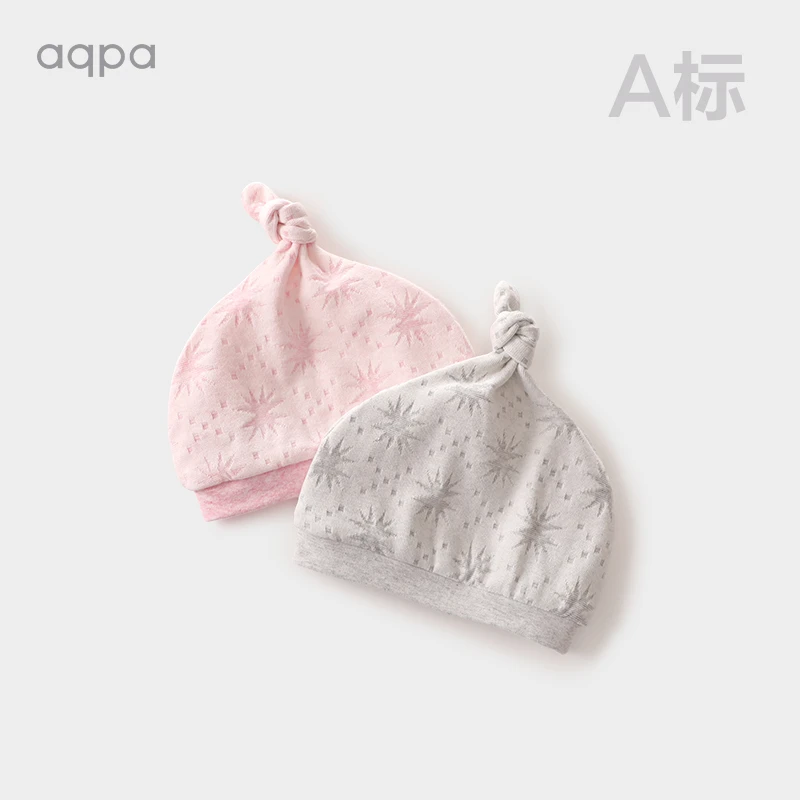 aqpa 新生儿胎帽春秋新品男女宝囟门帽可爱婴儿辫子帽0-6个月帽子