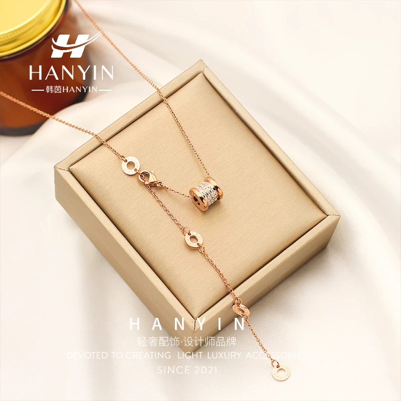 钛钢项链 气质小蛮腰长款锁骨链项链项链轻奢小众高级感锁骨链女