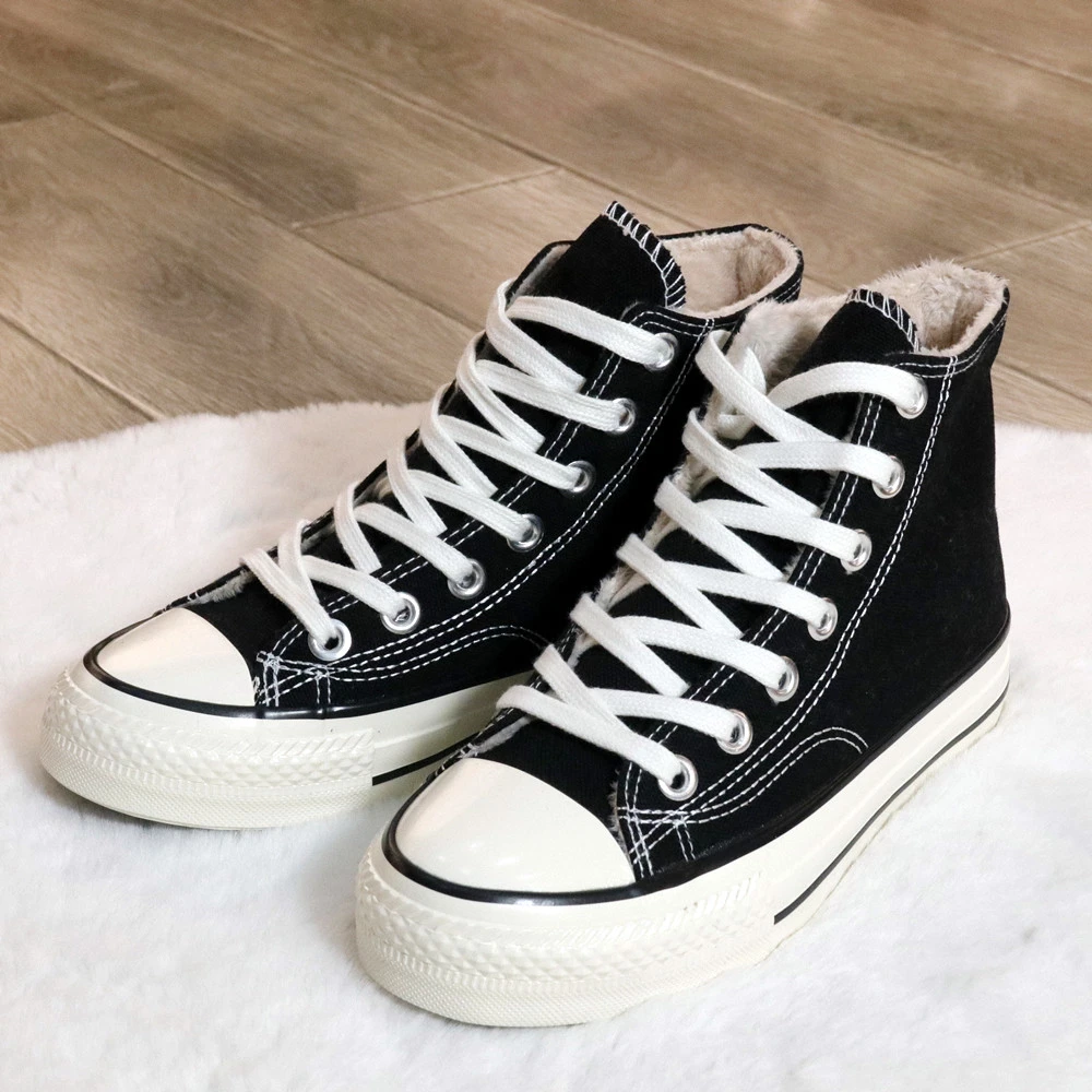 蓓尔蓓尔帆布鞋高帮金典款百搭加绒保暖鞋棉鞋板鞋学生棉鞋8580