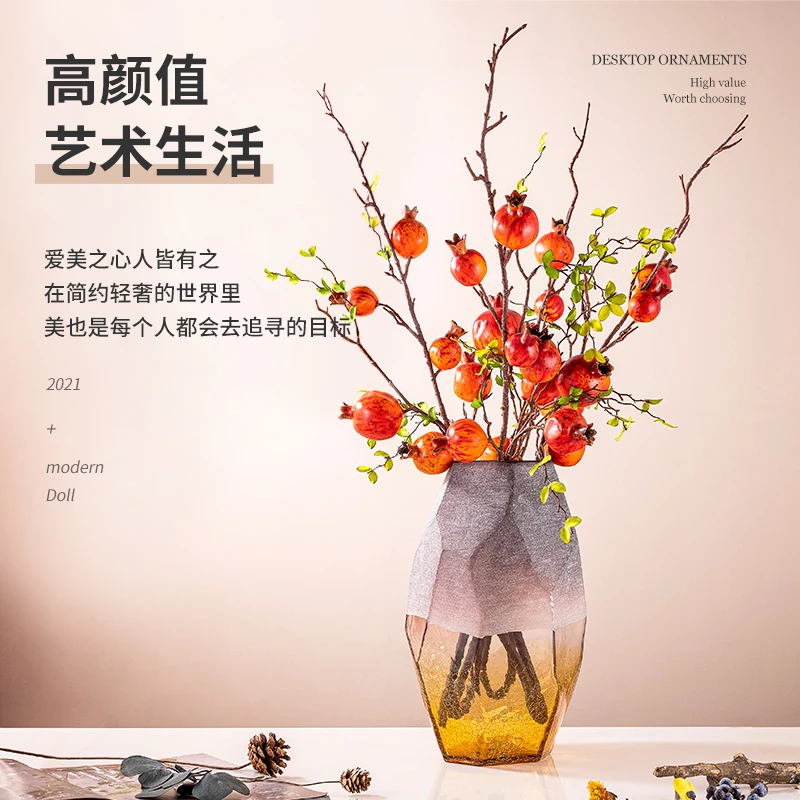 MAGRACE HOME手工彩色琉璃花瓶几何工艺品创意家居装饰花器