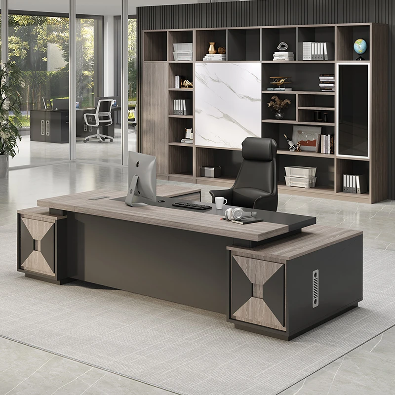 老板桌简约现代多色大班台单人办公桌总裁桌经理桌椅组合办公家具