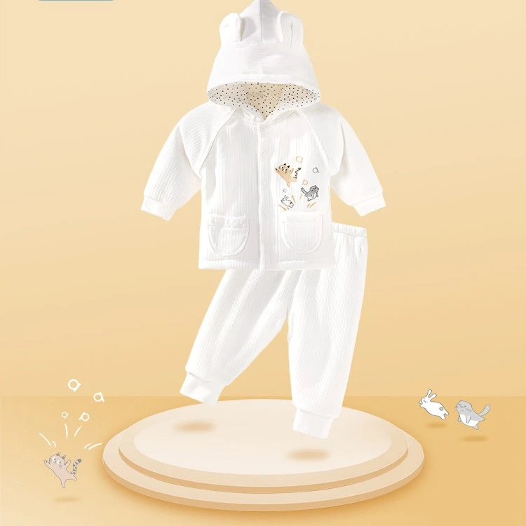aqpa婴儿棉服可爱上衣裤子宝宝秋冬季套装幼童保暖衣服外穿两件套