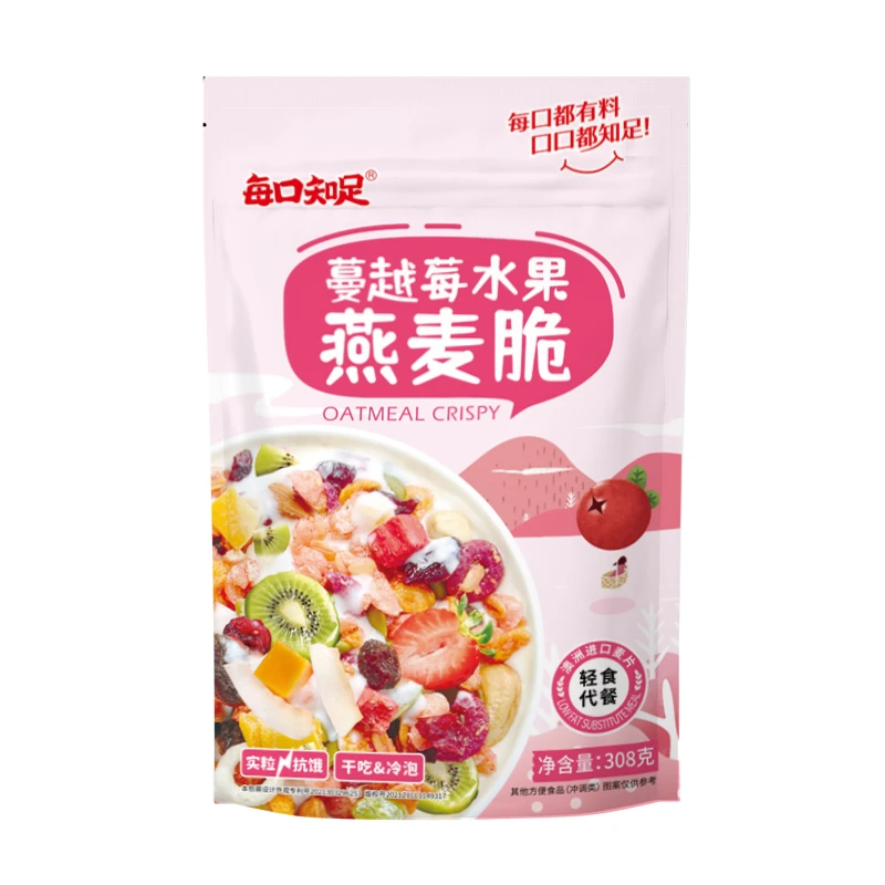 每口知足燕麦脆椰奶坚果黑糖可可蔓越莓燕麦即食308g