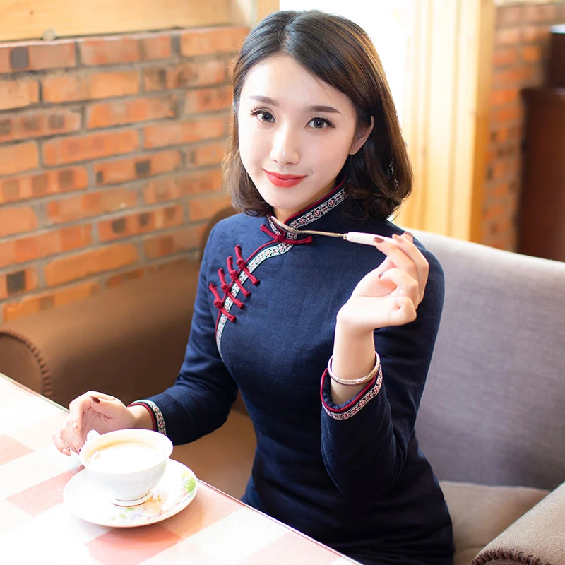 旗袍冬款加厚过年旗袍小袄夹棉矮个子老款中式复古中国风女装8561