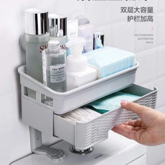 【胜哥】北欧风双层创意置物架  马桶抽屉式储物架子多功能大容量