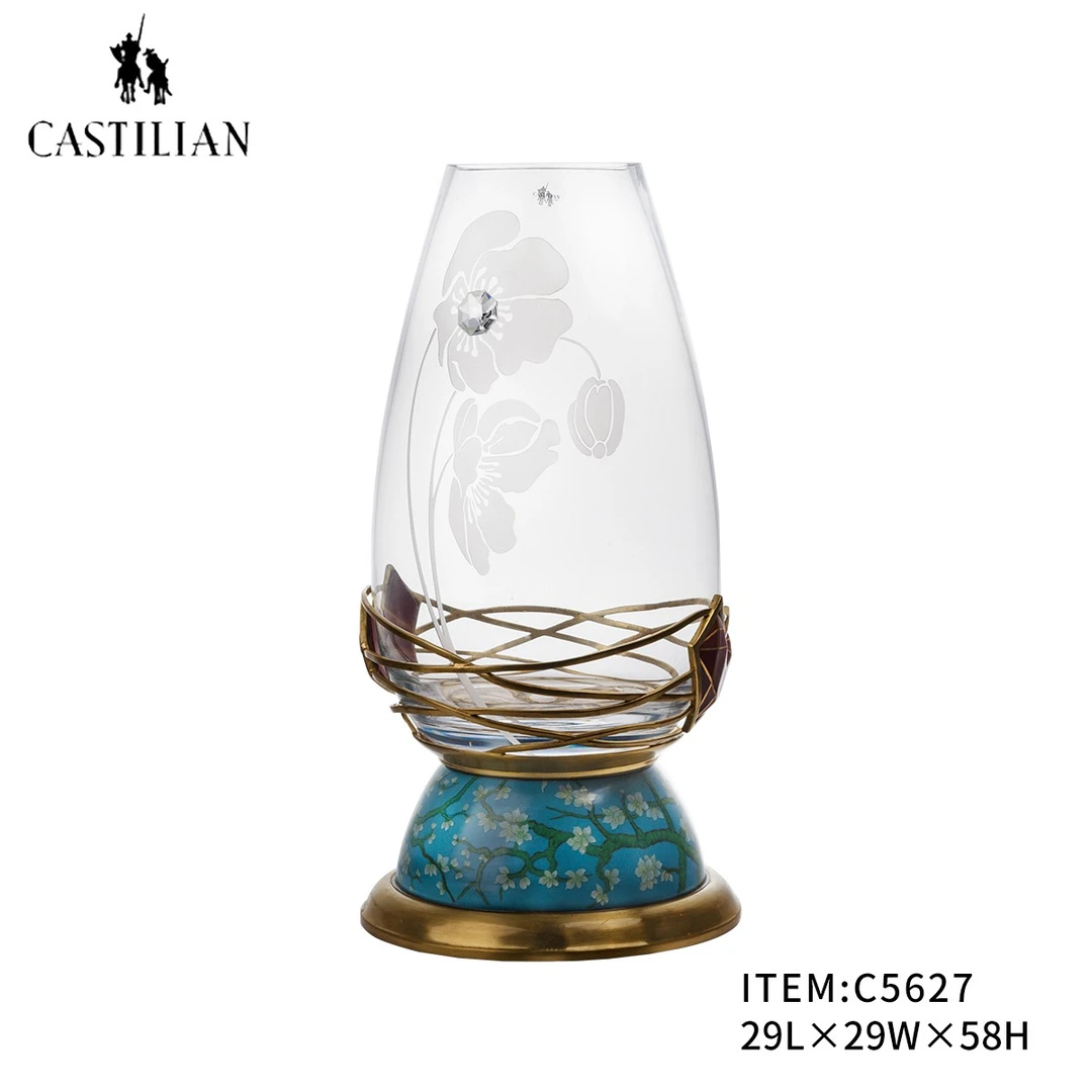 派力斯水晶花瓶花艺琉璃工艺手绘点缀玄关门厅餐桌阳台窗台摆件式
