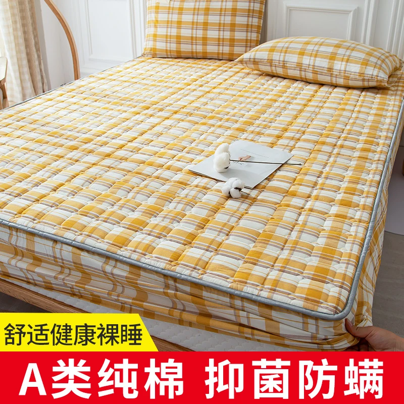 A类全棉水洗棉夹棉床笠单件加厚席梦思保护套纯棉防尘罩防滑固定