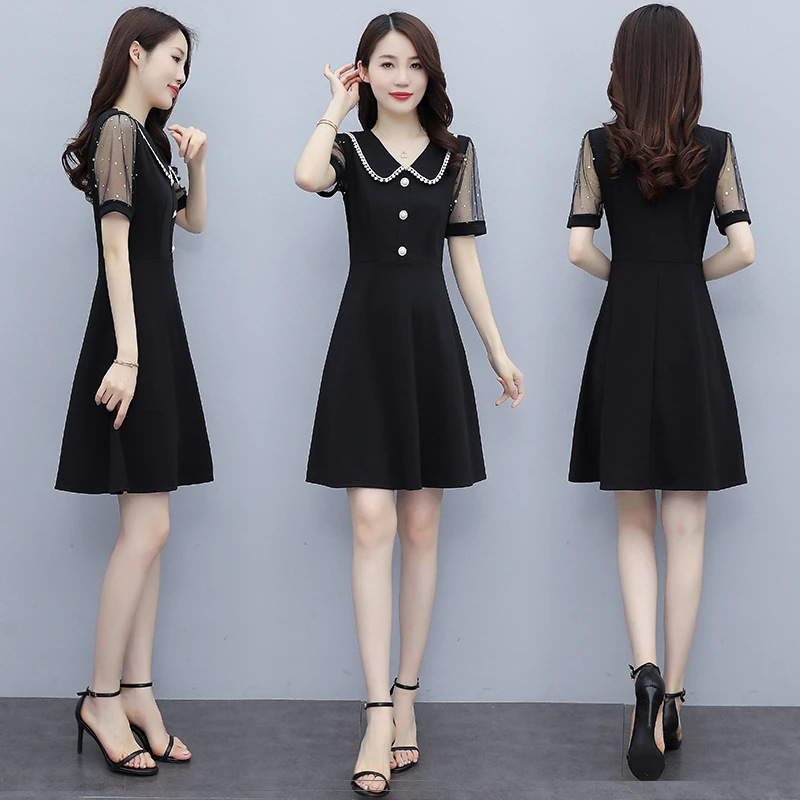 大码女装2025夏季新款韩版洋气显瘦宽松减龄遮肚短袖收腰连衣裙