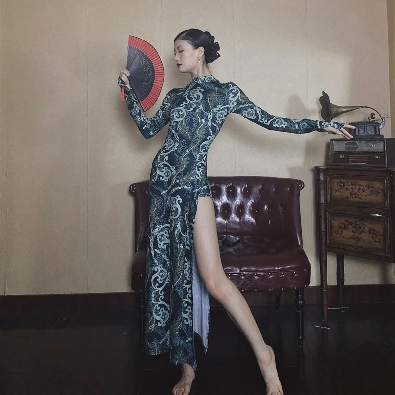粉丝福利清仓复古旗袍敦煌壁画风国风改良旗袍修身显瘦长裙潮流