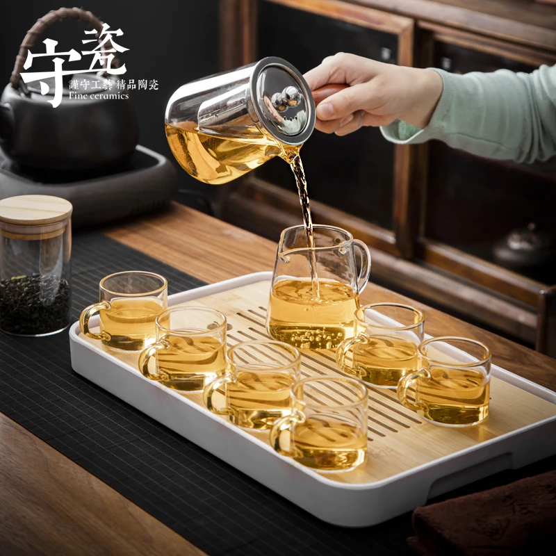 玻璃功夫茶具套装家用耐高温茶壶茶杯小茶台办公室客厅透明泡茶壶