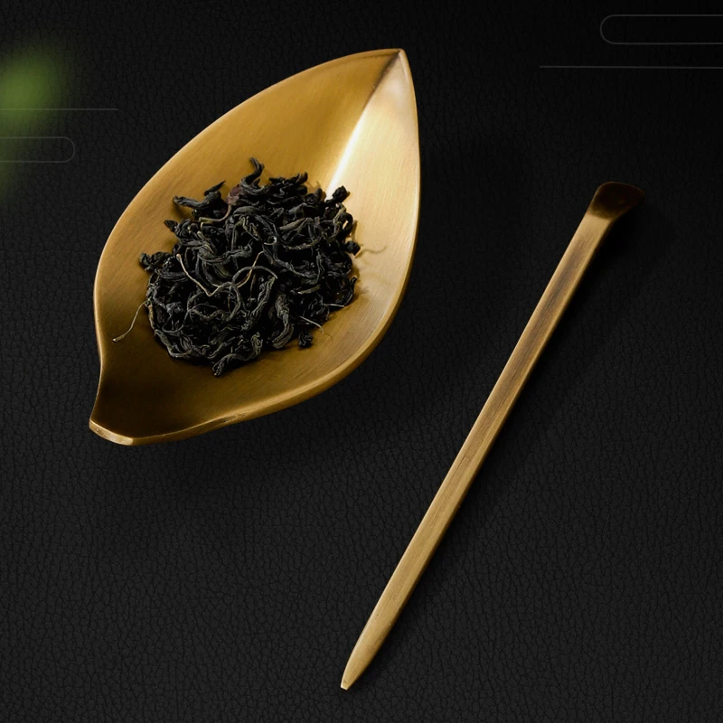 创颐 茶具配件六君子茶则黄铜分茶器纯铜国风禅意茶具零配件茶道