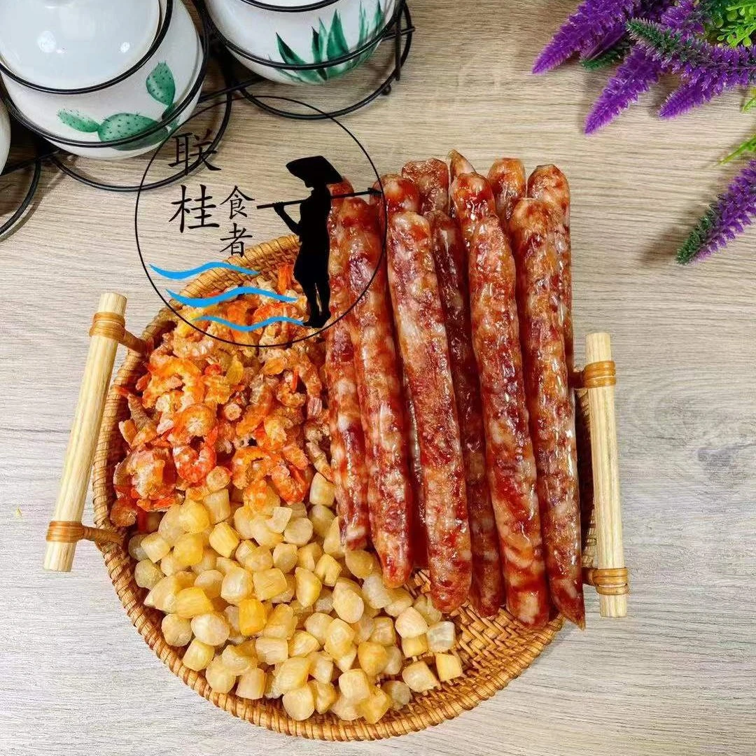 【 粉丝浮力】广式腊肠虾米瑶柱新鲜猪肉海鲜腊肠250克拍二发六