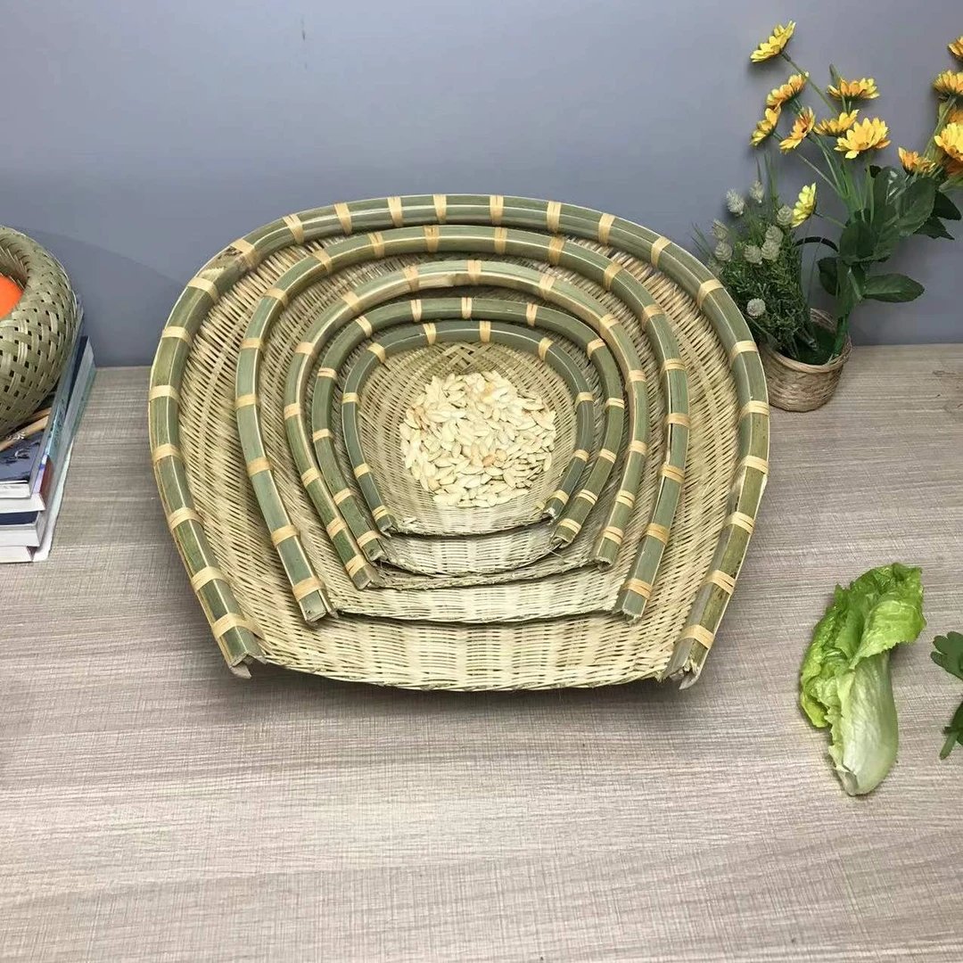 竹编制品头层竹皮开口筲箕 晾晒洗菜淘米篮