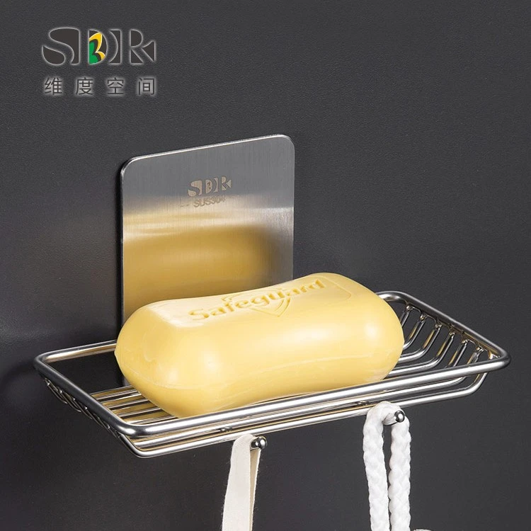304不锈钢免打孔沥水肥皂盒 卫生间创意家用浴室大号壁挂式香皂架