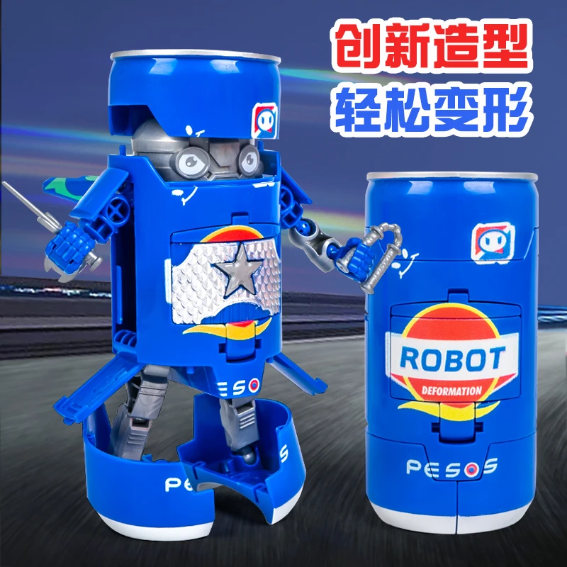 网红创意变形汽水武士变身金刚小汽车机器人模型男童儿童男孩玩具