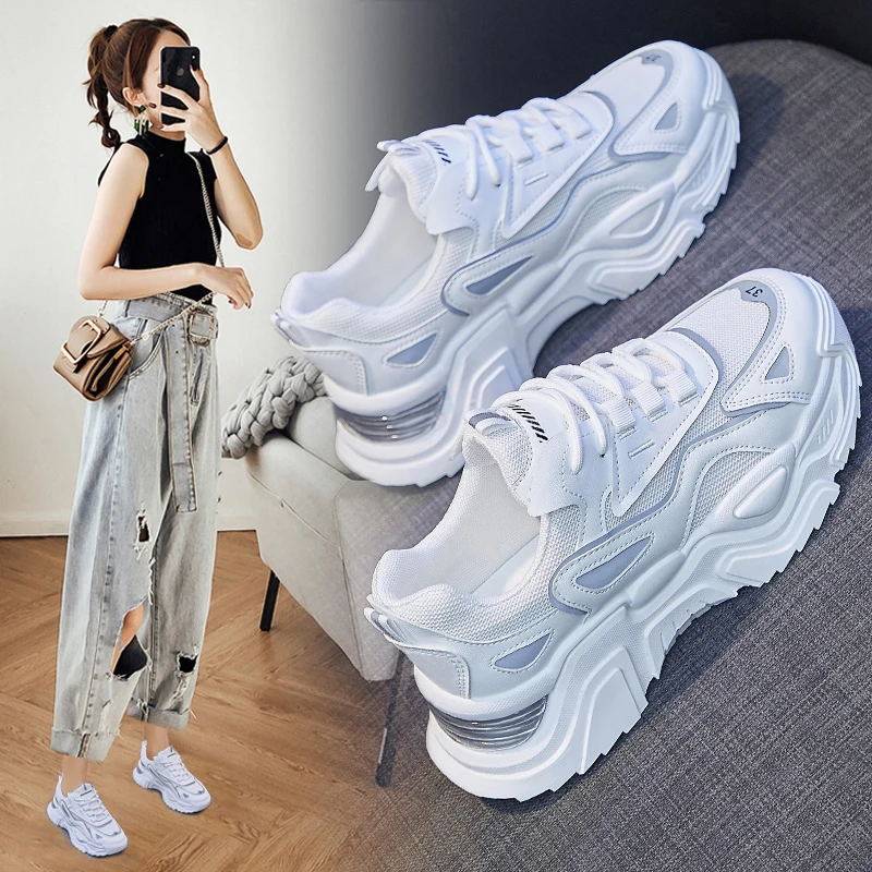2025春季ins潮老爹女鞋厚底运动鞋韩版百搭跑步休闲平底女鞋CK805