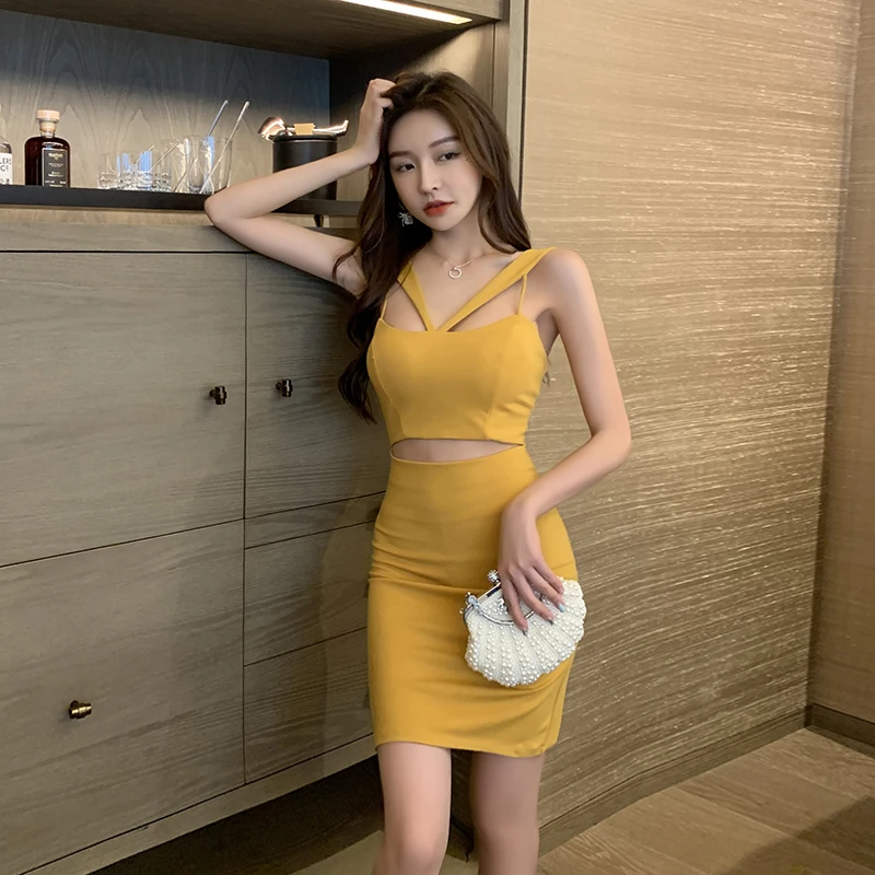 夜店女装性感低胸修身吊带连衣裙 时尚气质露腰显瘦包臀短裙女