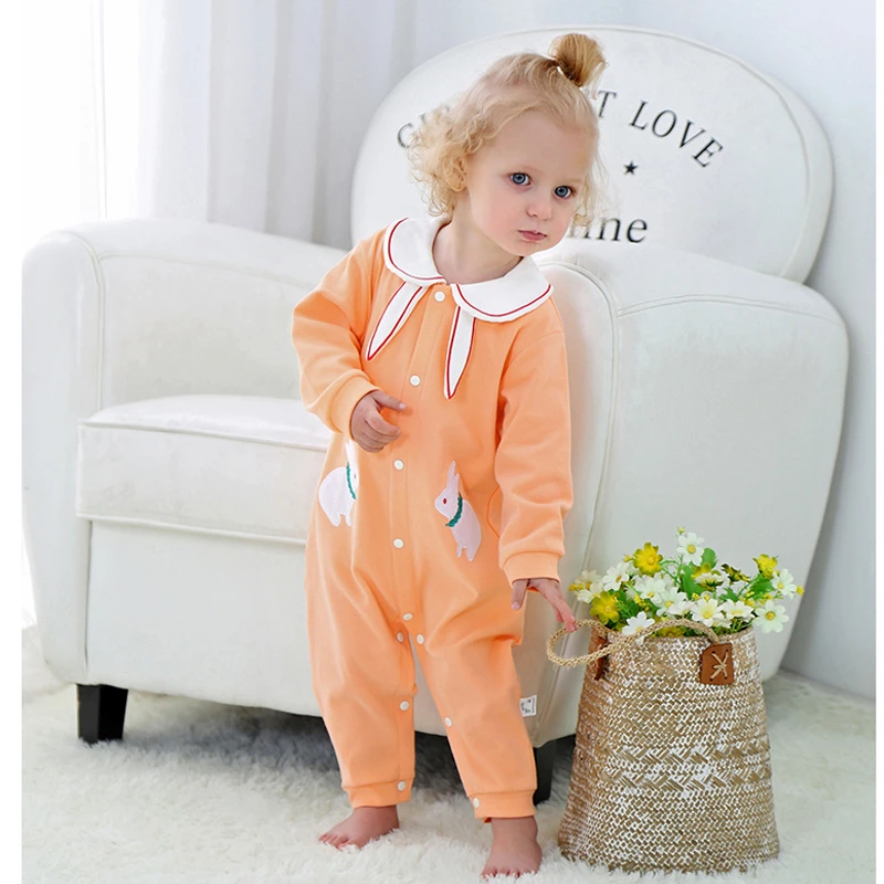 婴儿连体衣春秋装纯棉长袖女宝宝哈衣初生儿新生儿衣服外出爬爬服