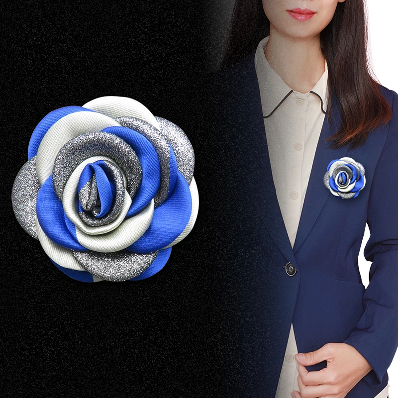 合金布艺胸针 胸针布艺花朵胸针简约INS小香风西装西服百搭饰品女