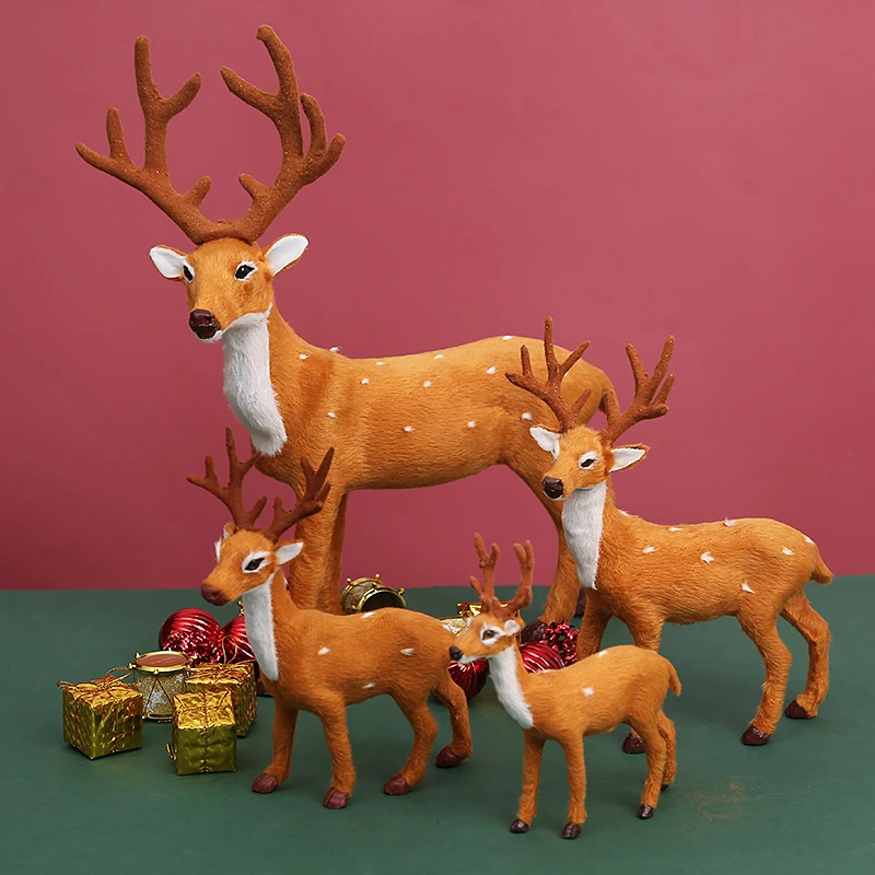新款圣诞鹿圣诞树装饰迷你可爱梅花鹿商场橱窗仿真麋鹿摆件道具