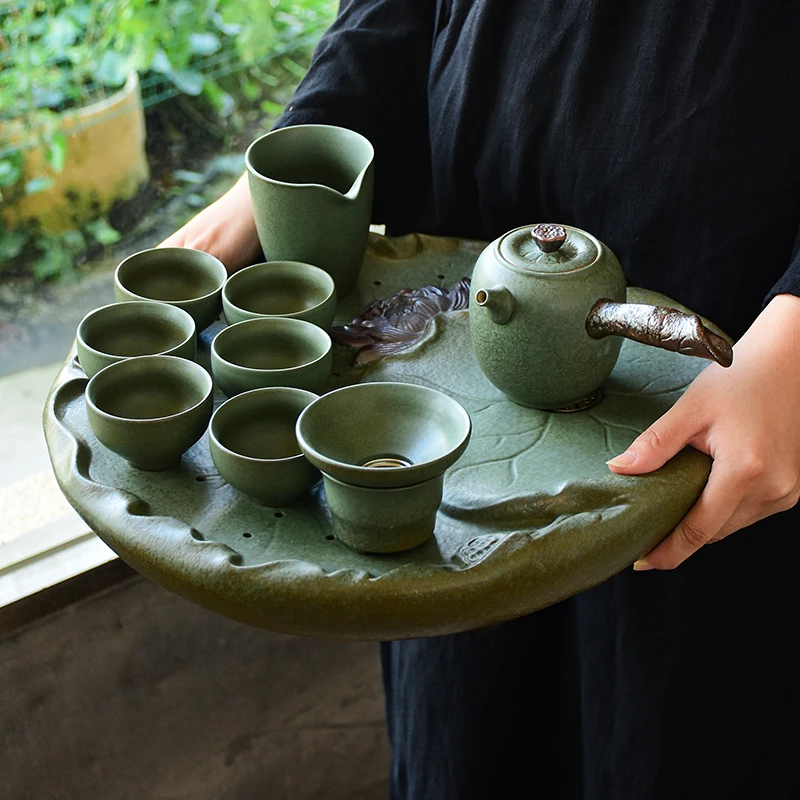 陶瓷干泡茶盘大号排水创意简约家用功夫茶具茶台茶海茶托盘